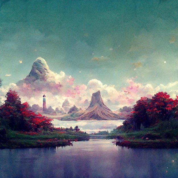 Arte del paisaje estilo anime