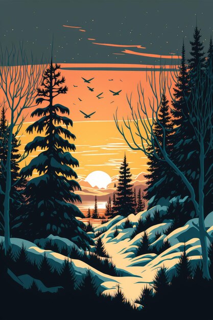 arte del paisaje de invierno