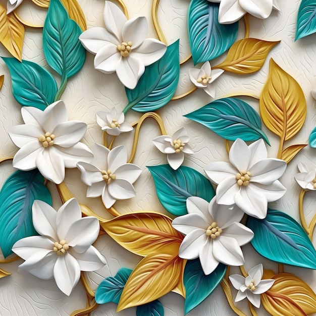 Un arte de papel 3d con flores.