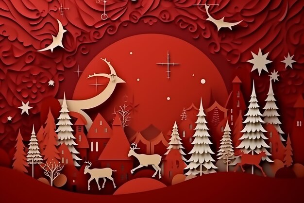 Arte de papel feliz Navidad