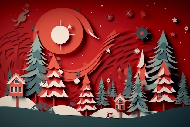 Arte de papel feliz Navidad