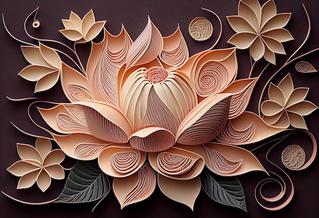 Un arte de papel de una flor de loto.