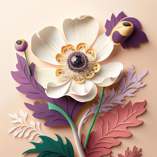 Arte de papel hermosos fondos de pantalla de flores de papel de colores Generar Ai