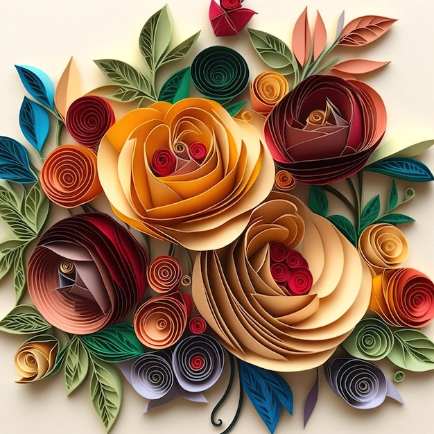 Arte de papel hermosos fondos de pantalla de flores de papel de colores Generar Ai