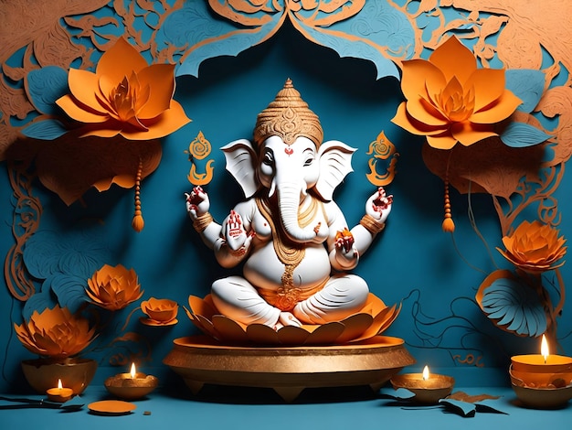 Arte de papel hindú Ganesha Aum