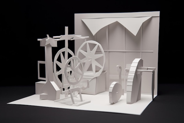 Arte de papel modelo 3D de gimnasio