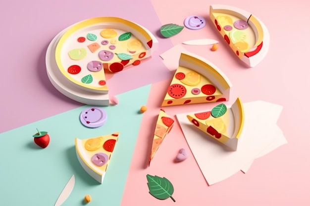 Arte de papel modelo 3D de pizza