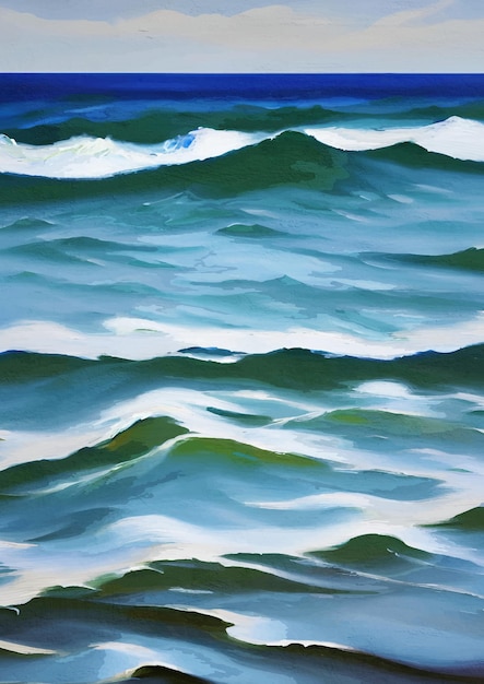 Arte para impressão em tela de oceano abstrata pintada à mão Artistc