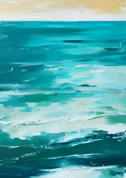Arte para impressão em tela de oceano abstrata pintada à mão Artistc