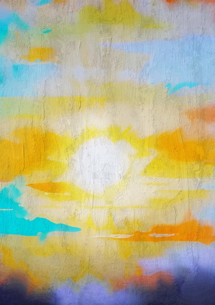 Arte para impressão em tela de pintura abstrata do pôr do sol