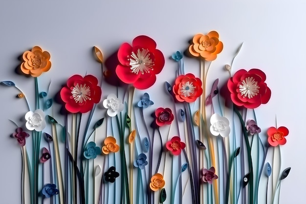 Un arte de pared de flores de papel hecho por mí.