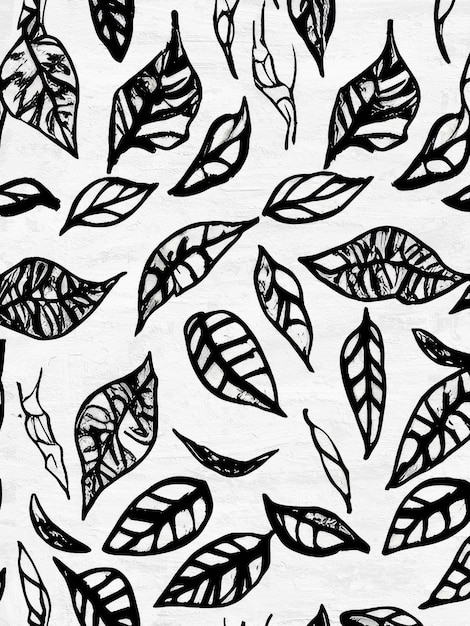 Arte de pared minimalista abstracto con patrón de tinta floral en blanco y negro moderno de mediados de siglo imprimible