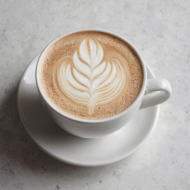 Arte perfeita de café com leite em copo branco gerada