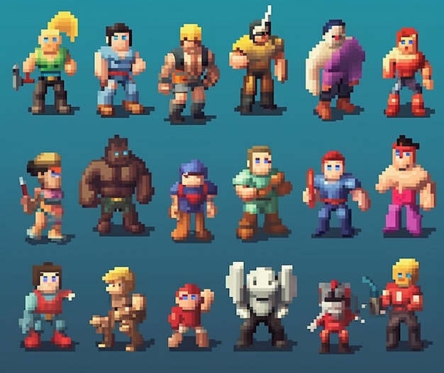 Foto arte en píxeles de personajes de videojuegos