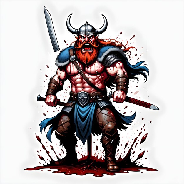 arte de una plantilla de ilustración vectorial de un guerrero vikingo adecuada para el diseño de logotipos de camisetas