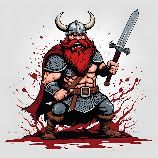 arte de una plantilla de ilustración vectorial de un guerrero vikingo adecuada para el diseño de logotipos de camisetas