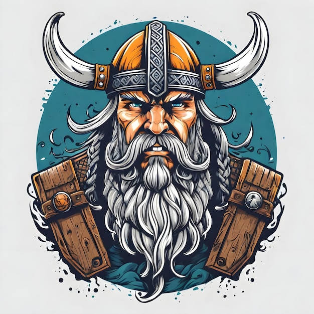 arte de una plantilla de ilustración vectorial de un guerrero vikingo adecuada para el diseño de logotipos de camisetas