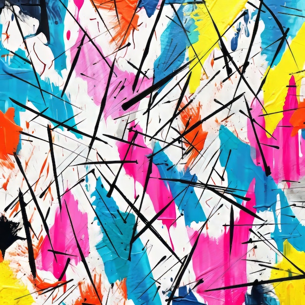 Arte Pop Abstracta Vibrante Intersectando Linhas e Cores Brilhantes