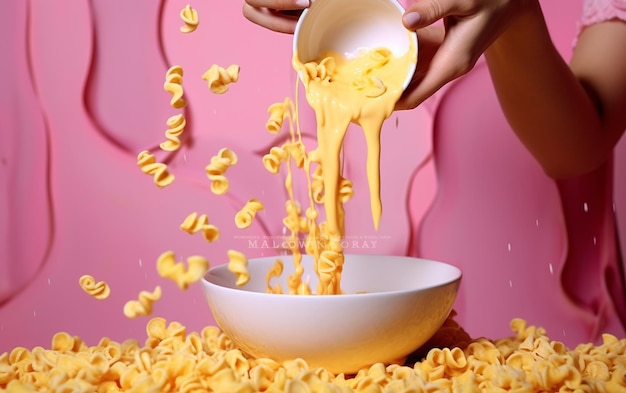 Foto arte pop de criatividade culinária colorida com mãos femininas