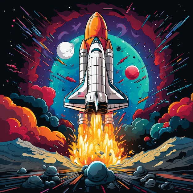 arte pop de ilustração de nave espacial