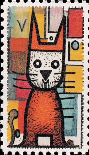 Un arte pop de gato de sello