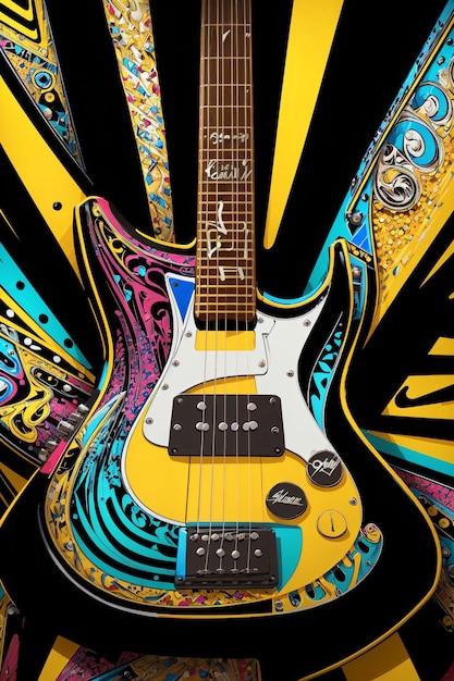 Foto arte pop de una guitarra