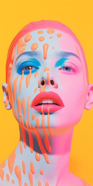 Foto arte pop vibrante com pintura vívida uma fusão criativa de cores