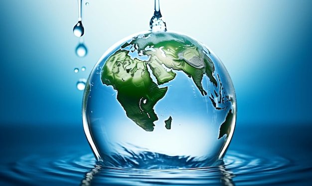 Arte que ahorra agua La preservación de la Tierra se refleja en la pintura del mundo y del palacio que gotea