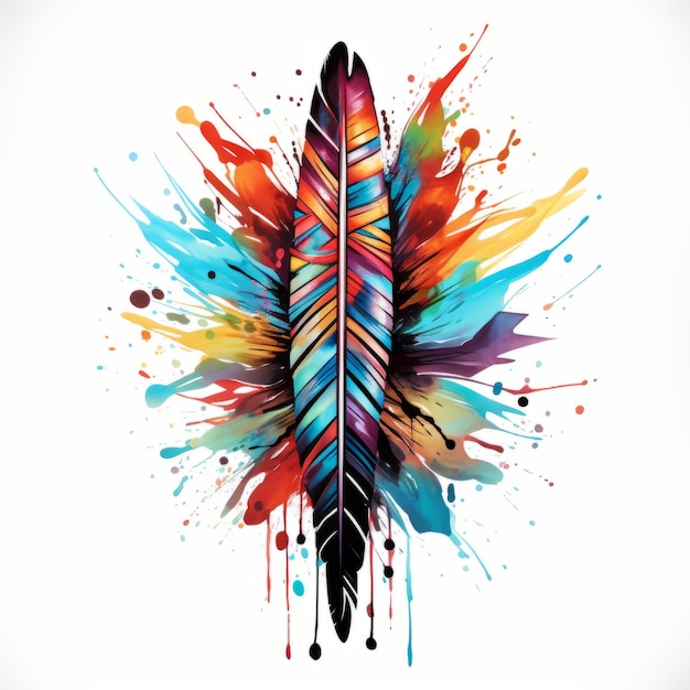 Arte sagrada revelada Uma ponta de flecha nativa americana vibrante adornada com penas coloridas aga