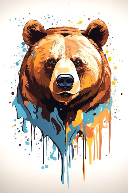 ARTE DE SPLASH DE PINTURA DE CABEZA DE OSO