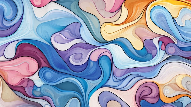 Arte terapia padrão digital projetado para hipnotizar e relaxar suas formas fluídas e cores calmantes