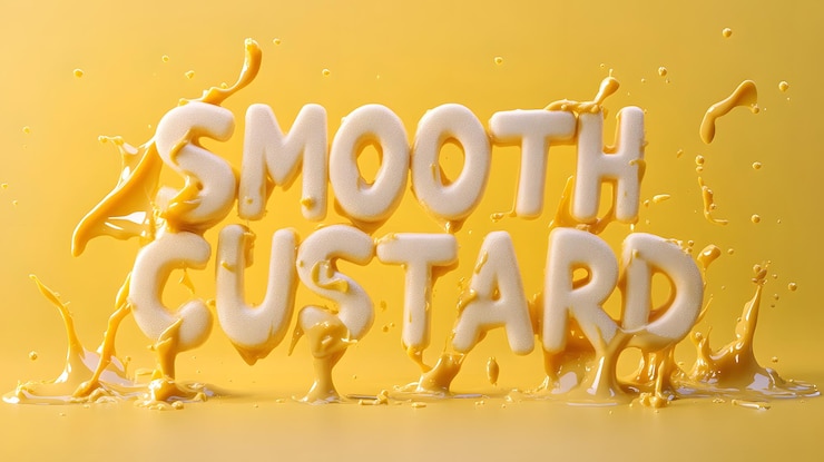 Foto arte de texto de crema suave en una fuente blanca brillante sobre un fondo amarillo con salpicaduras
