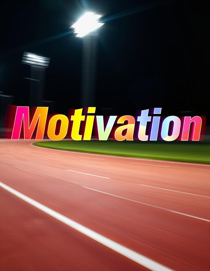 Foto arte de texto de motivación con fuertes letras en negrita en colores brillantes con un fondo de un tren en marcha