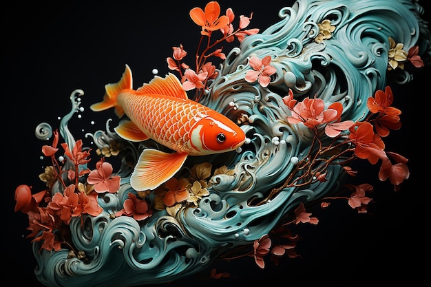 Arte tradicional japonesa de peixe Koi