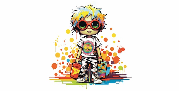 Arte tshirt design jovem hippie pintura papel de parede