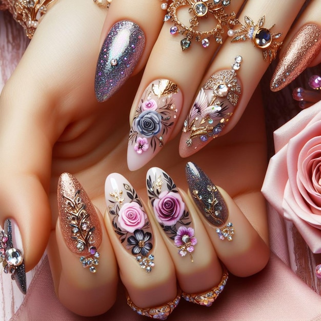 Arte de las uñas con joyas