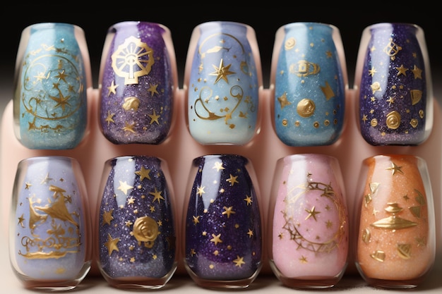 arte de uñas pintado con las estrellas