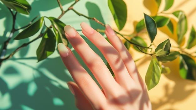 Arte de las uñas de primavera belleza manicura de manos esmalte de uñas cuidado de uñas de cerca