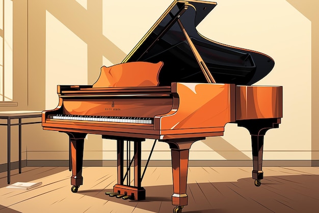 arte vectorial colorido de la ilustración minimalista de un piano generado por la IA