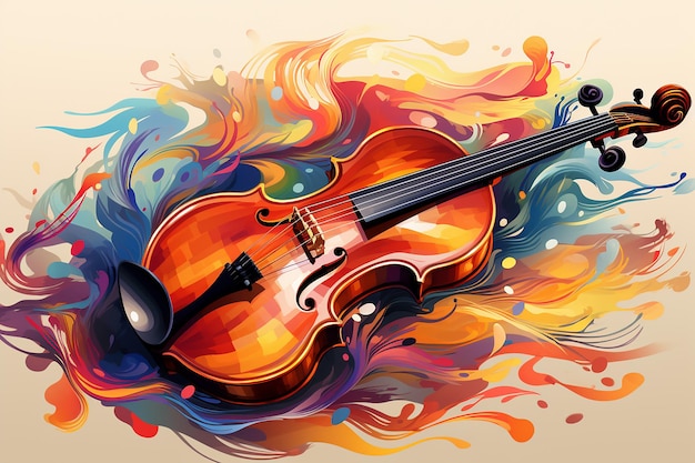 arte vectorial colorido de la ilustración minimalista de un violín generado por la IA