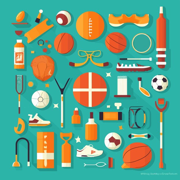 Arte vectorial de equipos y suministros deportivos