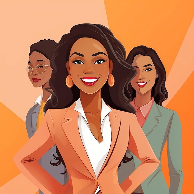 Arte vectorial de una exitosa mujer de negocios de piel morena