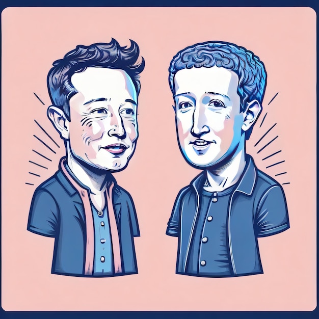 El arte vectorial de Mark Zuckerberg y Elon Musk