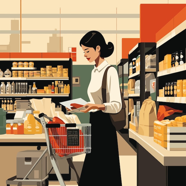 Arte vectorial de mercado y supermercado