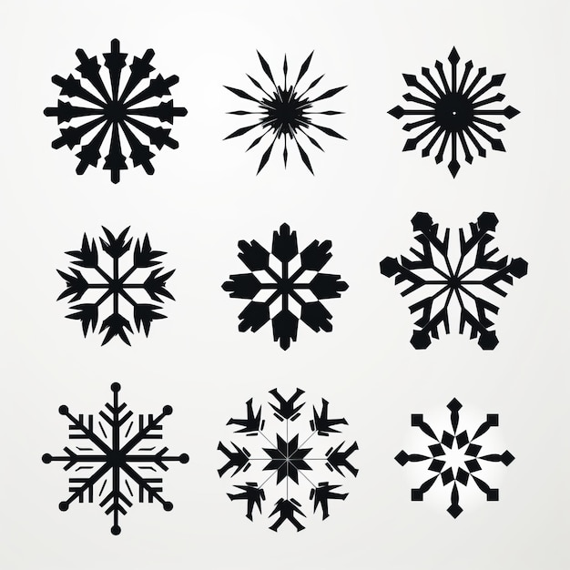 Arte vectorial minimalista de copos de nieve copos de nieve audaces y graciosos sobre un fondo blanco