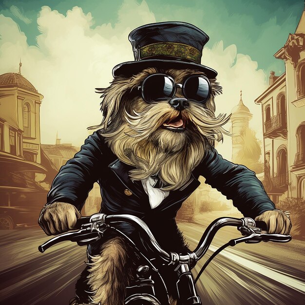 Arte vectorial Perro montando en bicicleta