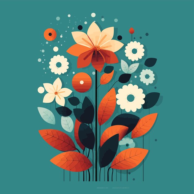 Arte vectorial de las plantas flores árboles verduras frutas