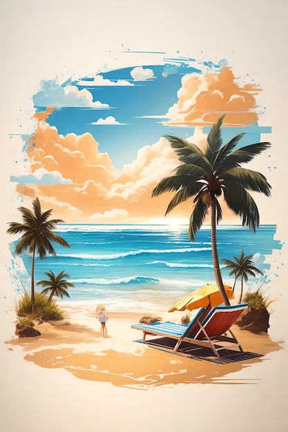 Arte vectorial de una playa