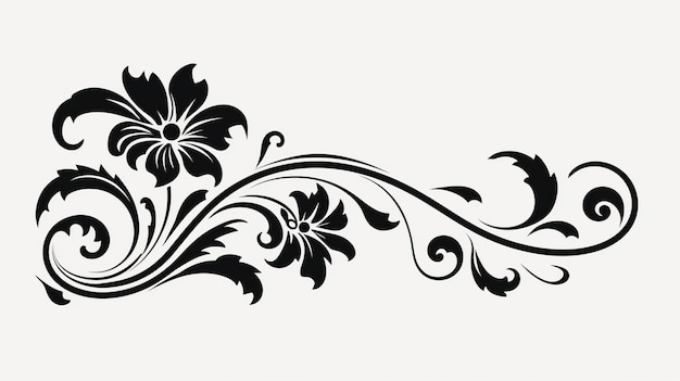 Foto arte vectorial de silueta floral vintage con elementos ornamentales