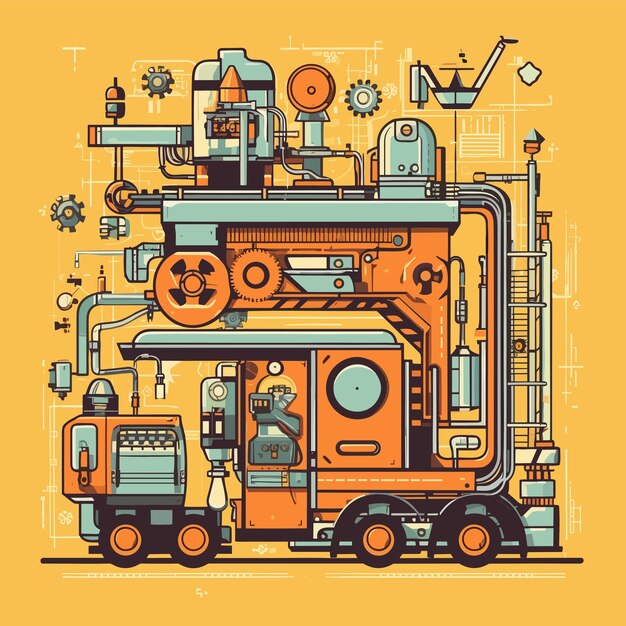 Arte vectorial sobre tecnología de máquinas